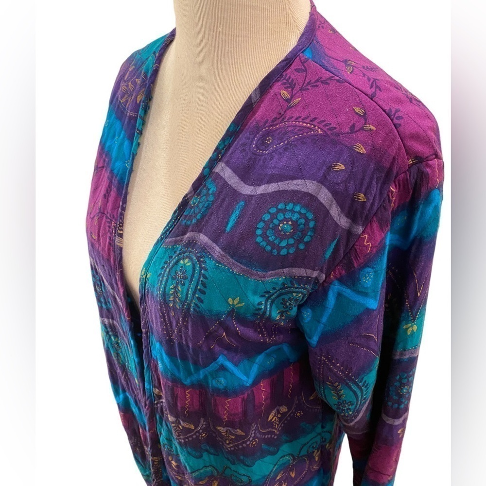Reversible Women’s Open Jacket in Blue, Purple, Fuchsia, Gold w/a Bohemian Feel